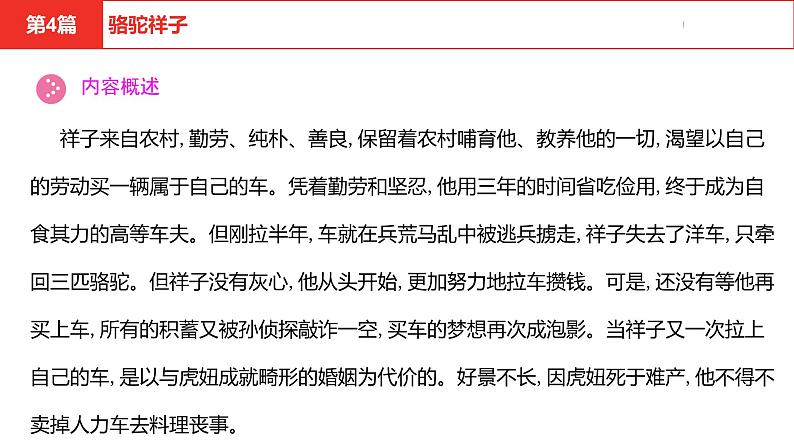 中考总复习语文（河北）阅读专题五名著阅读第4篇 骆驼祥子课件第4页