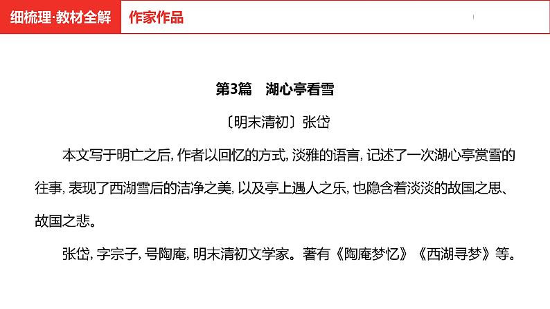 中考总复习语文（河南）古诗文专题一文言文默写与阅读3.湖心亭看雪课件第4页