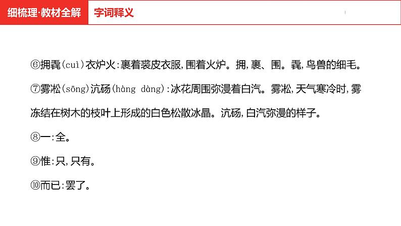 中考总复习语文（河南）古诗文专题一文言文默写与阅读3.湖心亭看雪课件第8页