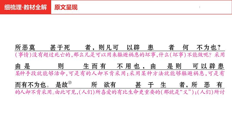 中考总复习语文（河南）古诗文专题一文言文默写与阅读4.鱼我所欲也课件第8页