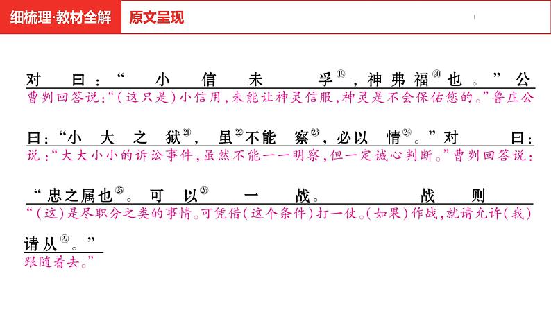 中考总复习语文（河南）古诗文专题一文言文默写与阅读6.曹刿论战课件08