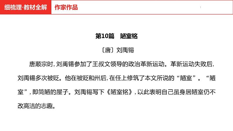 中考总复习语文（河南）古诗文专题一文言文默写与阅读10.陋室铭课件第4页