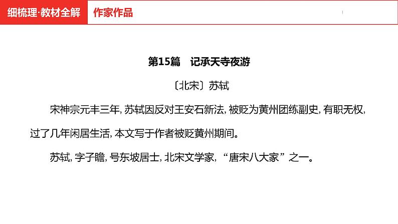 中考总复习语文（河南）古诗文专题一文言文默写与阅读15.记承天寺夜游课件第4页