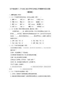 辽宁省沈阳市第十二中学2022-2023学年七年级上学期期中考试语文试卷(含答案)