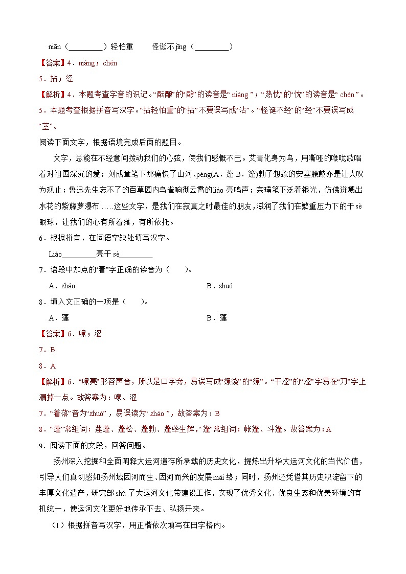 基础知识综合——部编版语文九年级上学期期末专项复习（解析版）第2页