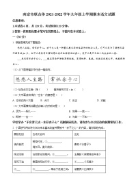 南京市联合体2021-2022学年九年级上学期期末语文试题（含解析）