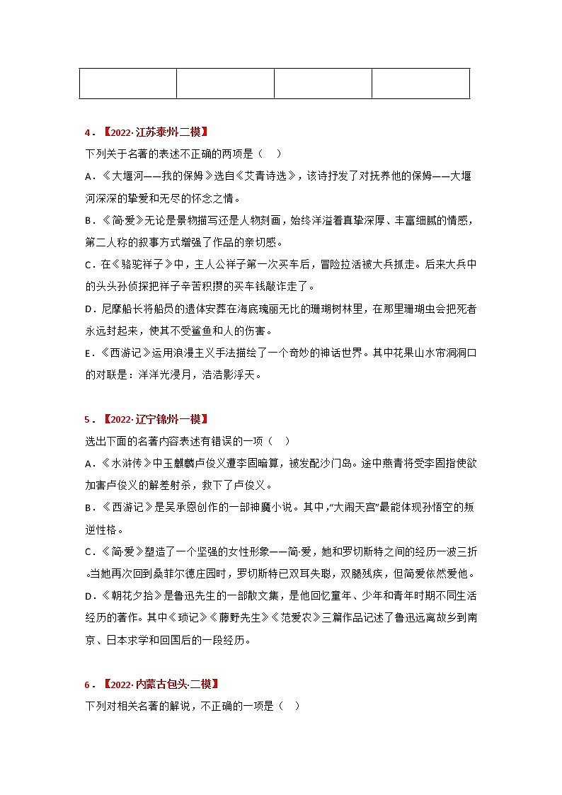 专题12《简·爱》中考真题及典题训练（原卷版）-备战2023年中考名著阅读指导+中考真题及典型模拟题训练第2页