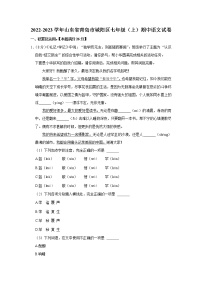 山东省青岛市城阳区2022-2023学年七年级上学期期中考试语文试题(含答案)