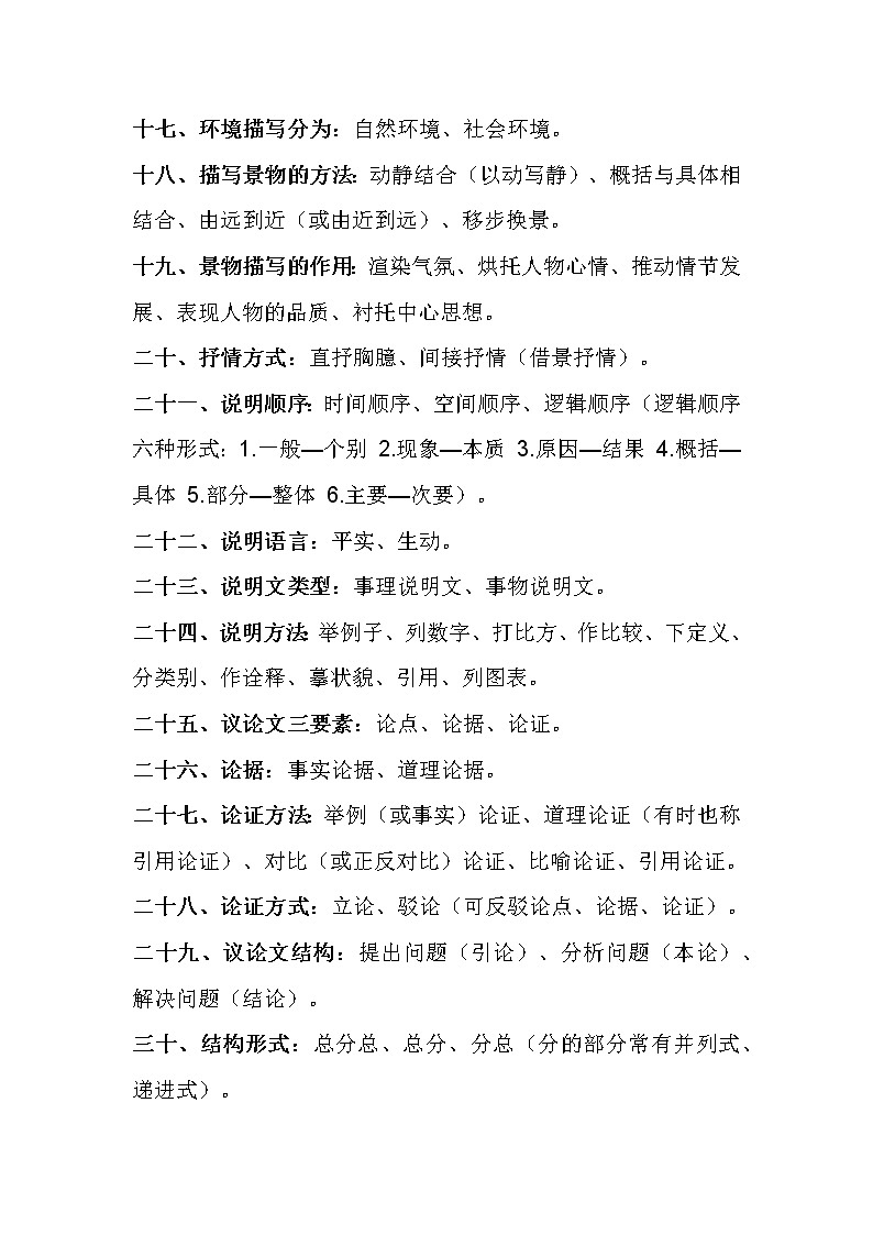 初中专题之36条语文知识点第2页
