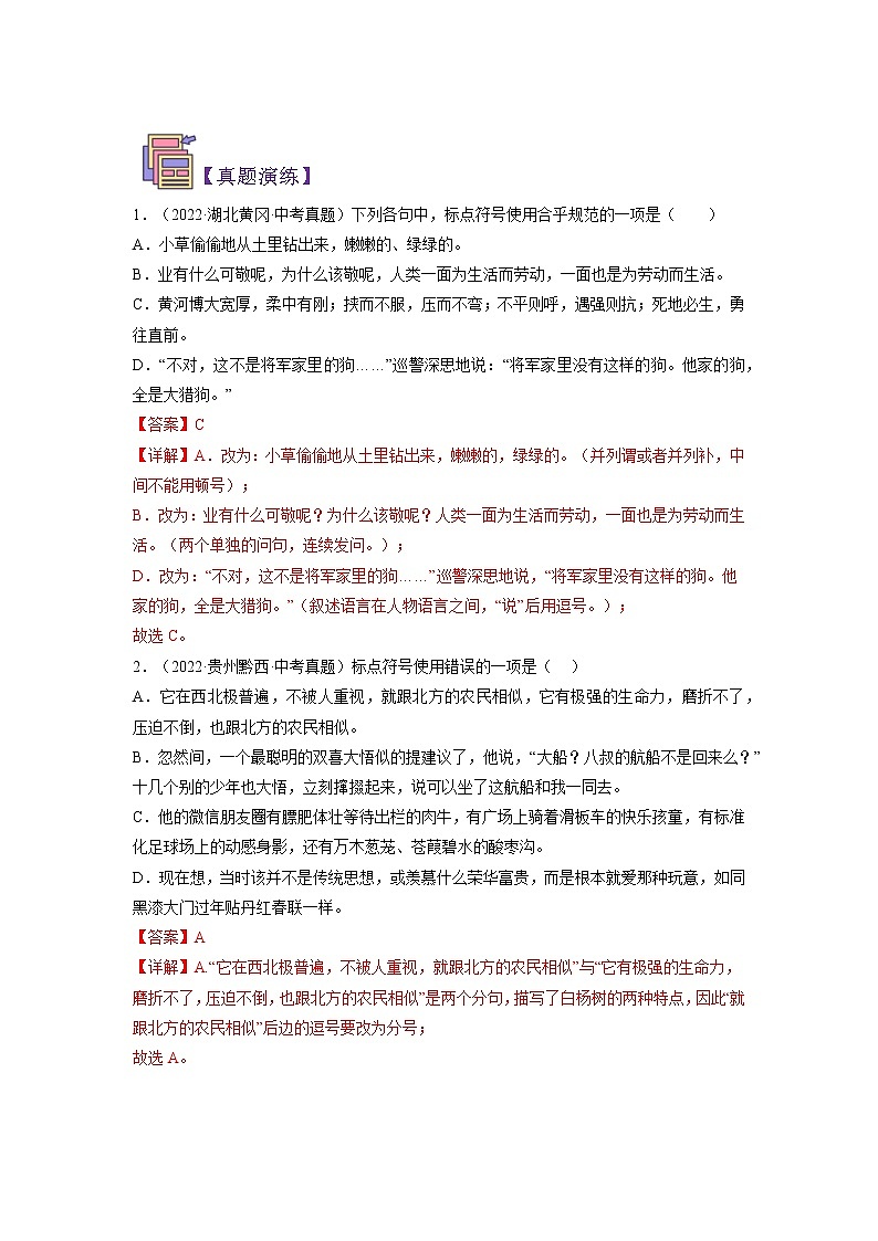 【寒假自学】2023年部编版语文九年级-第03讲《标点符号》寒假精品讲学案（解析版）第3页