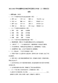 新新疆维吾尔自治区阿克苏地区阿瓦提县2022-2023学年九年级上学期期末考试语文试卷(含答案)