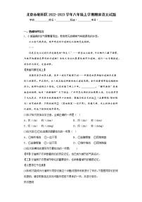 北京市朝阳区2022-2023学年八年级上学期期末语文试题(含答案)