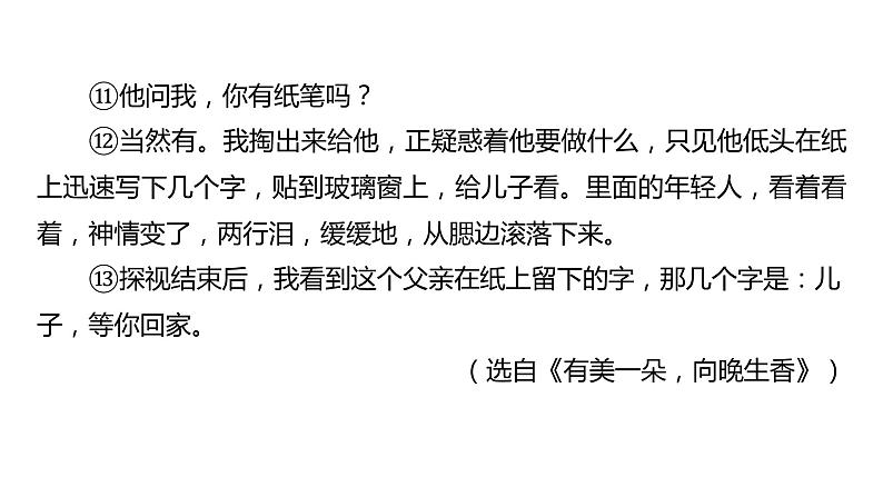 2023浙江中考语文 素养综合训练3　写人记事类散文阅读 课件第8页