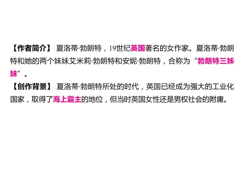 2023 浙江中考语文 一轮复习 阅读 专题三　名著阅读 一、名著知识梳理 （一）12部必读 名著 12　简·爱　外国小说的阅读（九下）课件PPT02