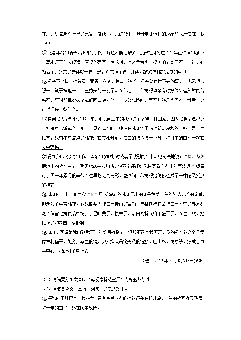 浙江省绍兴市越城区树人中学等校联考2022-2023学年七年级上学期期中语文试卷(含答案)03