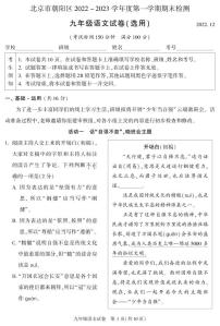 北京市朝阳区2022-2023学年度第一学期期末检测九年级语文试卷含答案