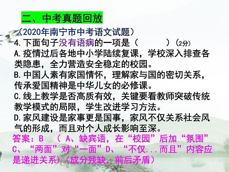 2023年中考二轮复习《病句专题复习》课件第3页