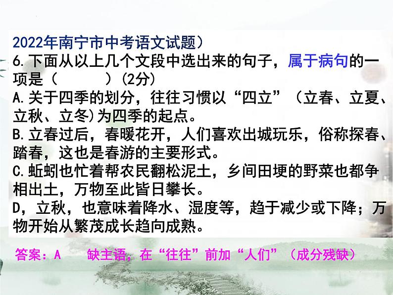 2023年中考二轮复习《病句专题复习》课件第5页