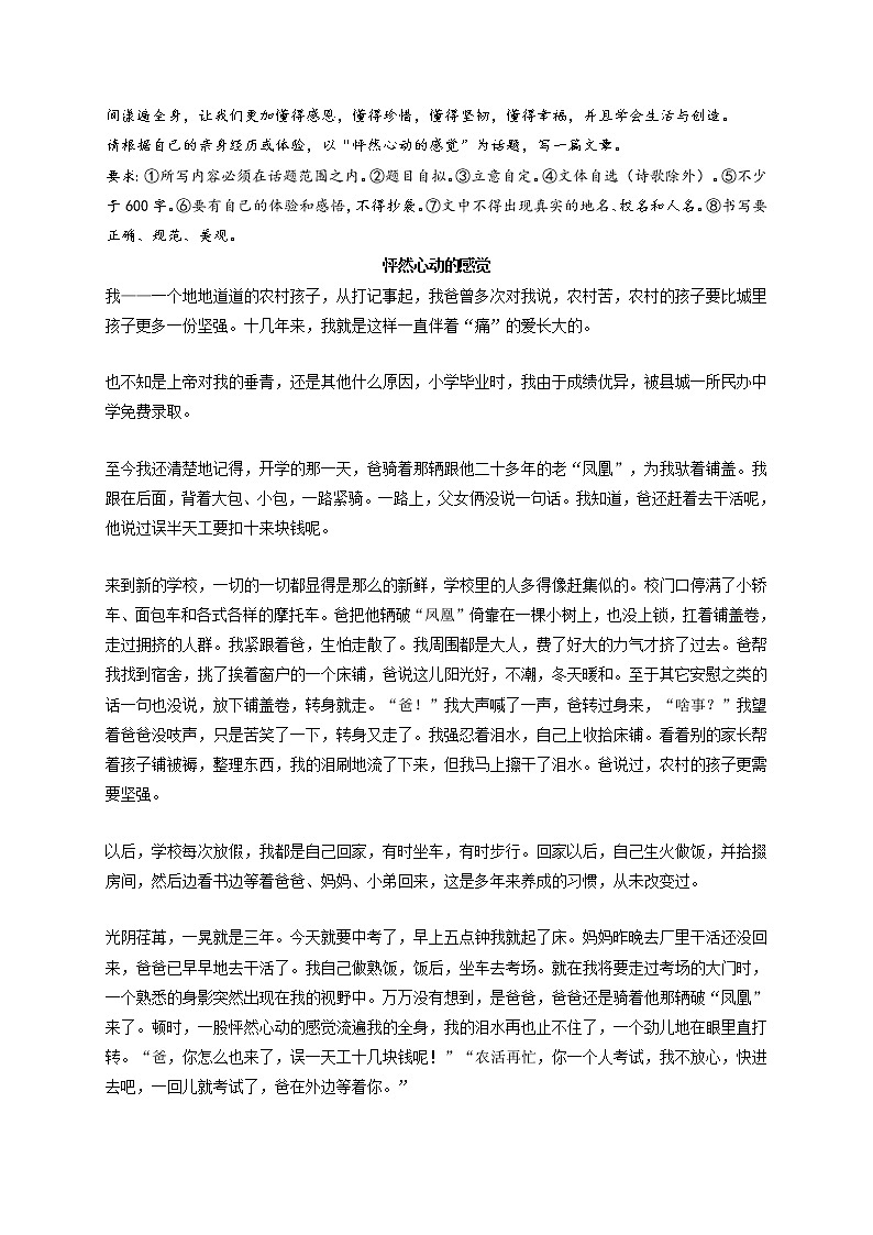 专题53  《那一抹阳光，真暖》《怦然心动的感觉》《向往远方》《我的人生规划》《我心中的明星》-最新冲刺中考语文作文押题预测及优质范文展示第2页