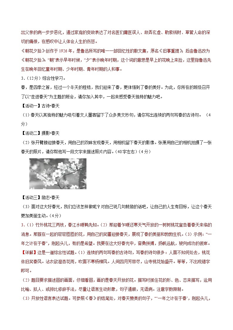 语文-2022-2023学年七年级语文下学期开学摸底考试卷（四川成都专用）03
