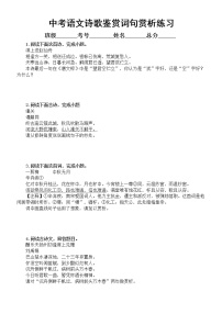初中语文2023中考复习诗歌鉴赏词句赏析专项练习（附参考答案）
