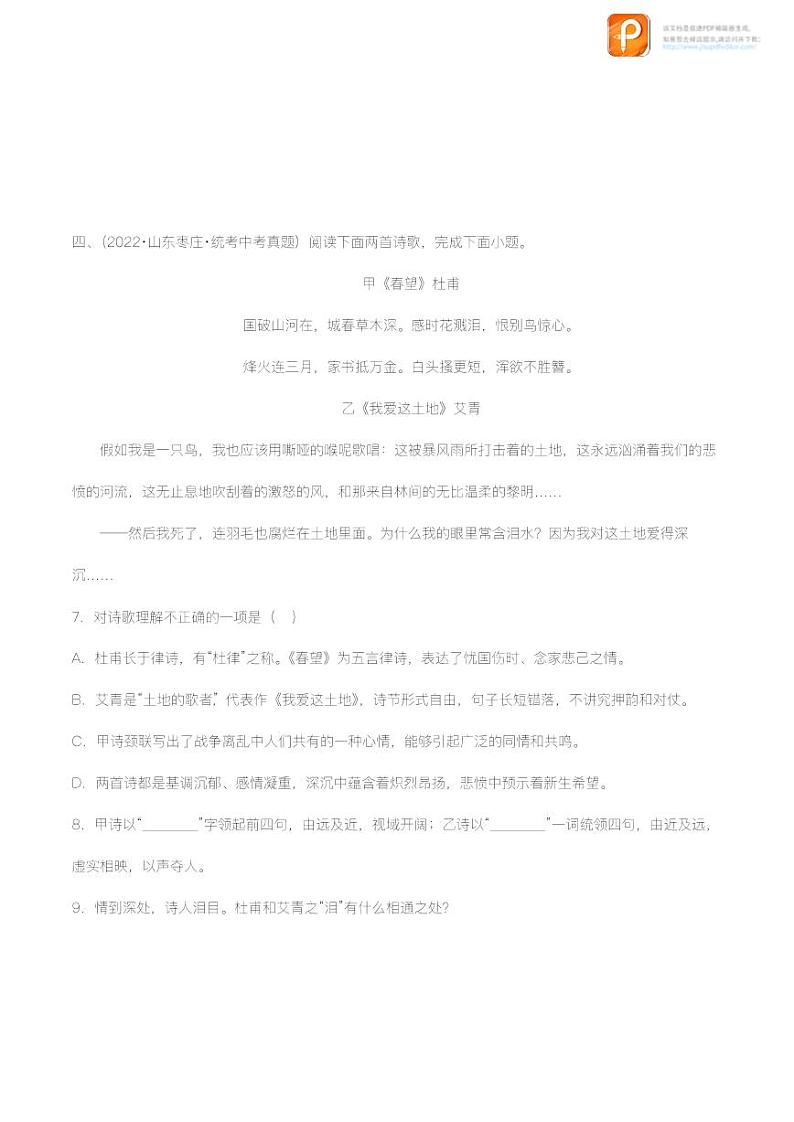 专题29：诗歌鉴赏之爱国忧民类【精品课件+习题精练】-备战2023年中考语文一轮复习考点帮（全国通用）03