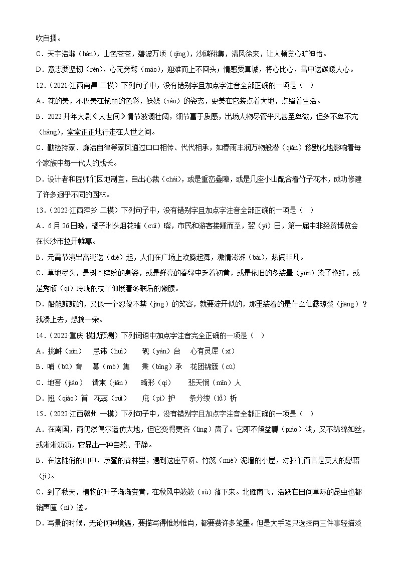 专题01  字音字形【习题精练】-备战2023年中考语文一轮复习（全国通用）（解析版）第3页