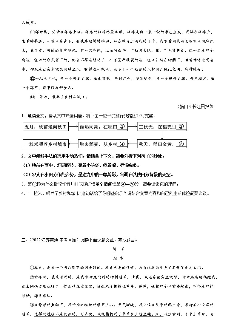 专题13：记叙文阅读之句子的理解与赏析【习题精练】-备战2023年中考语文一轮复习（全国通用） （解析版）第2页