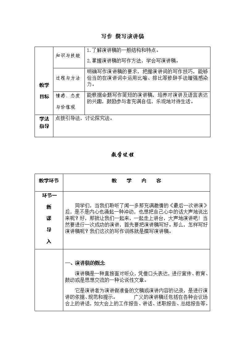 写作 撰写演讲稿第1页