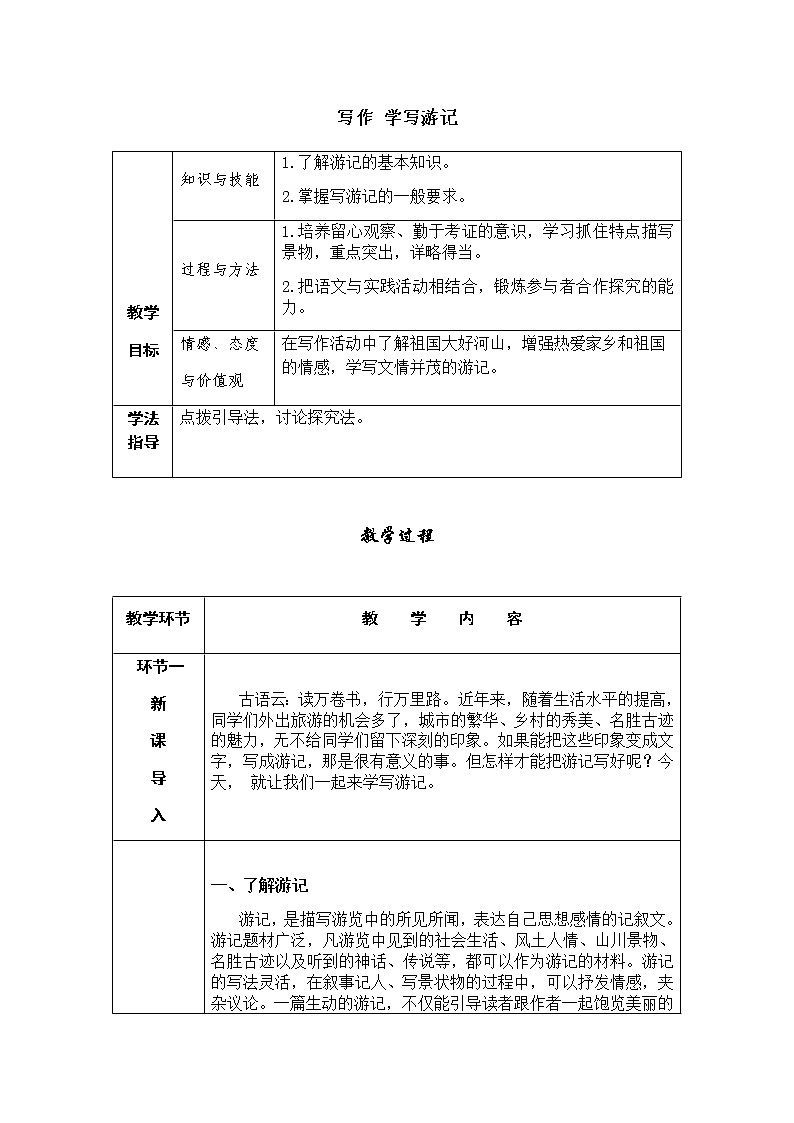 部编版语文八下 写作五：学写游记（课件PPT+教案+导学案）01
