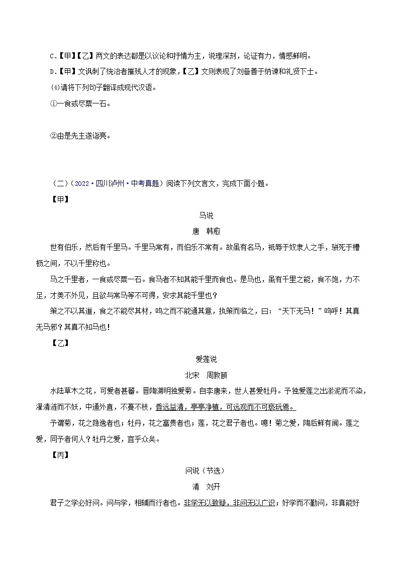 初中语文中考复习 13 马说（原卷版）－2023年中考语文文言文必考篇目之对比阅读（通用版）第2页