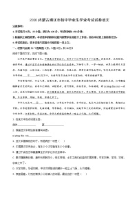 初中语文中考复习 精品解析：内蒙古通辽市2020年中考语文试题（解析版）