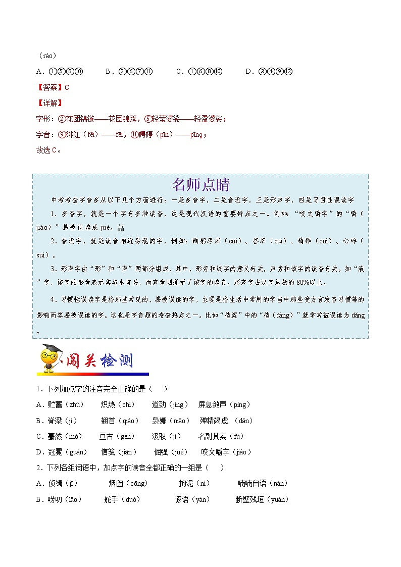 初中语文中考复习 考点01 字音-备战2022年中考语文一轮复习考点帮（全国通用）第3页