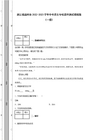 浙江省温州市2022-2023学年中考语文专项提升测试模拟题（一模二模）含解析