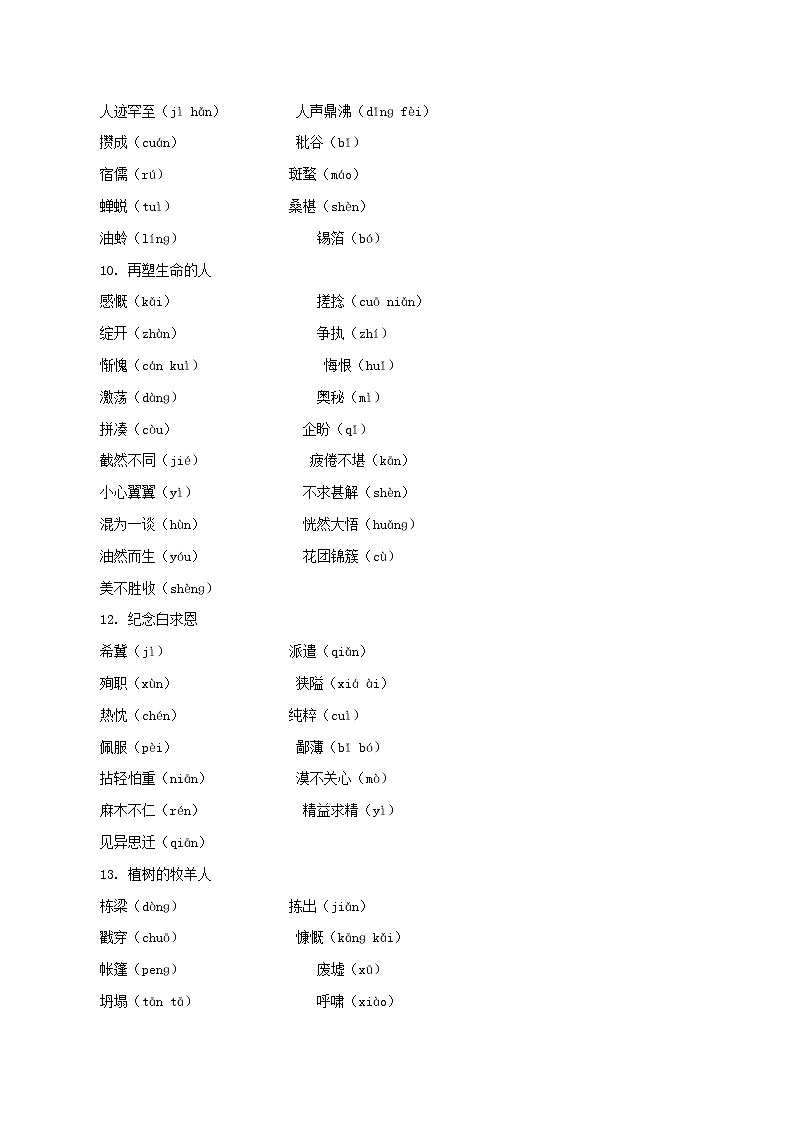 初中语文中考复习 专题1 1  （基础积累篇）--课内常用字音汇总（共31页）第3页