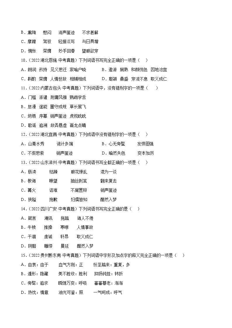 初中语文中考复习 专题02 字形(考点训练)(原卷版)03