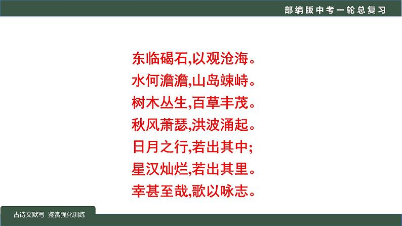 初中语文中考复习 专题04  语言文字运用之古诗文默写及鉴赏（强化训练）-2022年中考语文一轮复习黄金考点讲练测课件PPT第4页