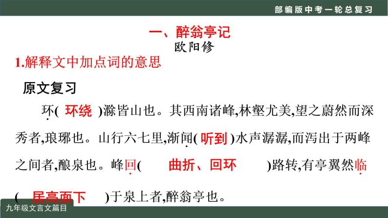 初中语文中考复习 专题04  文言文阅读之课内文言文阅读（含比较阅读）九年级课标篇目-2022年中考语文一轮复习黄金考点讲练测课件PPT04