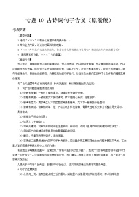专题10 古诗词句子含义- 中考语文考前抓大分技法之古诗词鉴赏