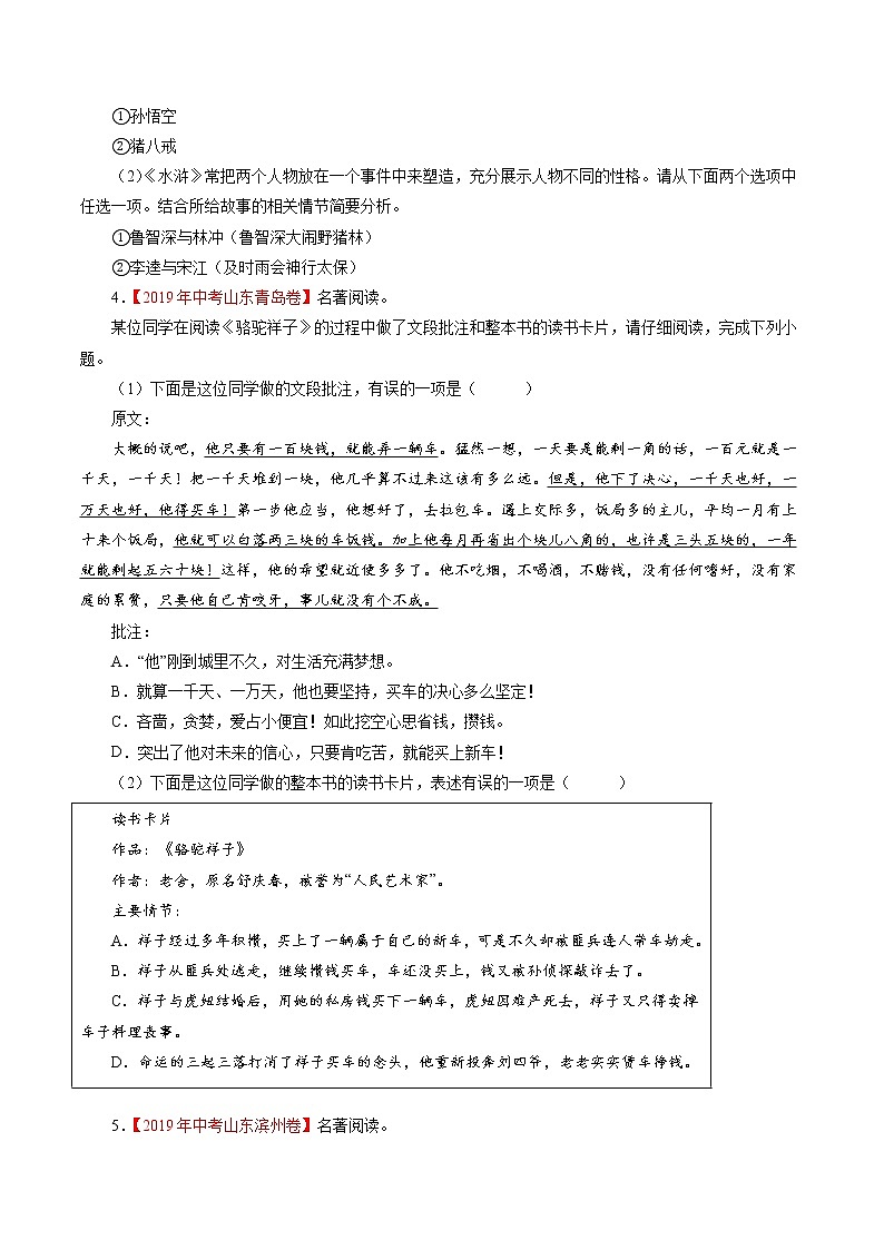 初中语文中考复习 专题10 名著导读（原卷版）第2页