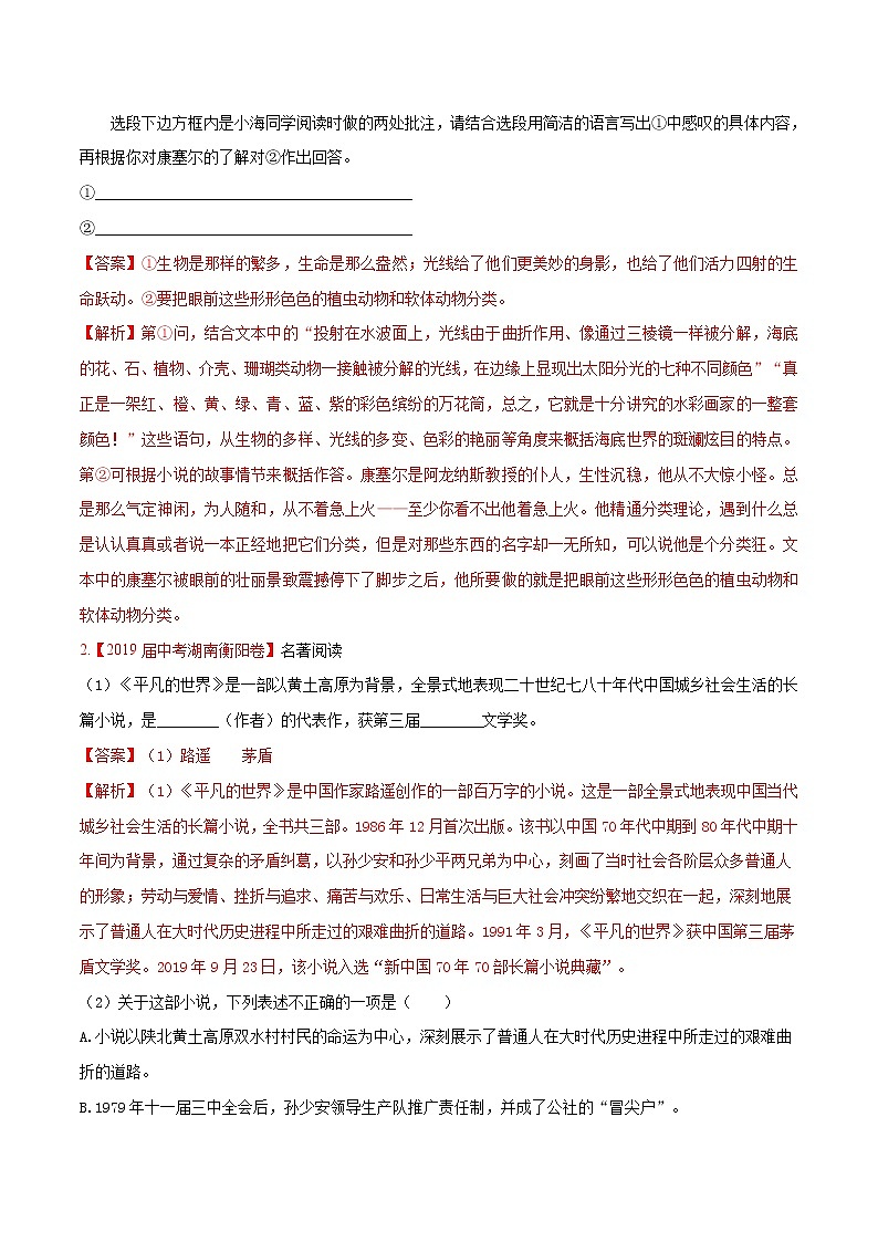 初中语文中考复习 专题11 名著阅读（解析版）第2页