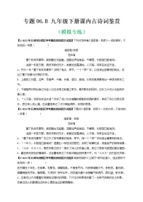 专题06 Ｂ九年级下册-备战 中考语文课内古诗词鉴赏