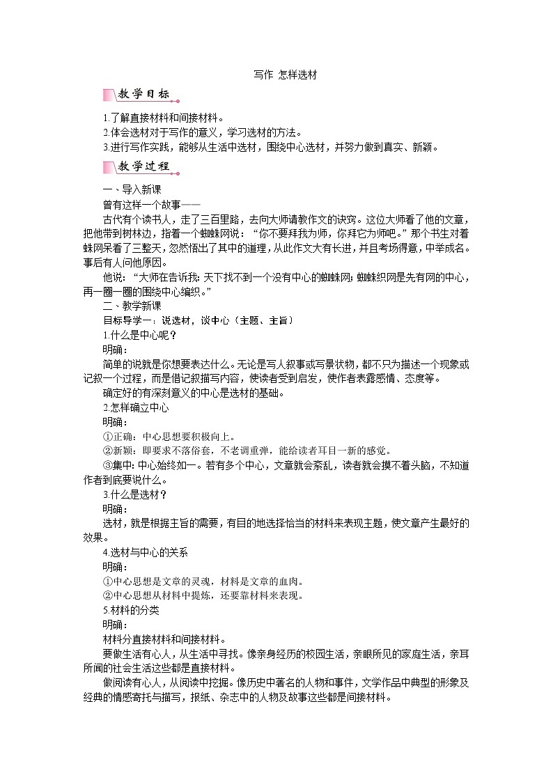 部编版语文七年级下册写作四：怎样选材（课件PPT+教案）01