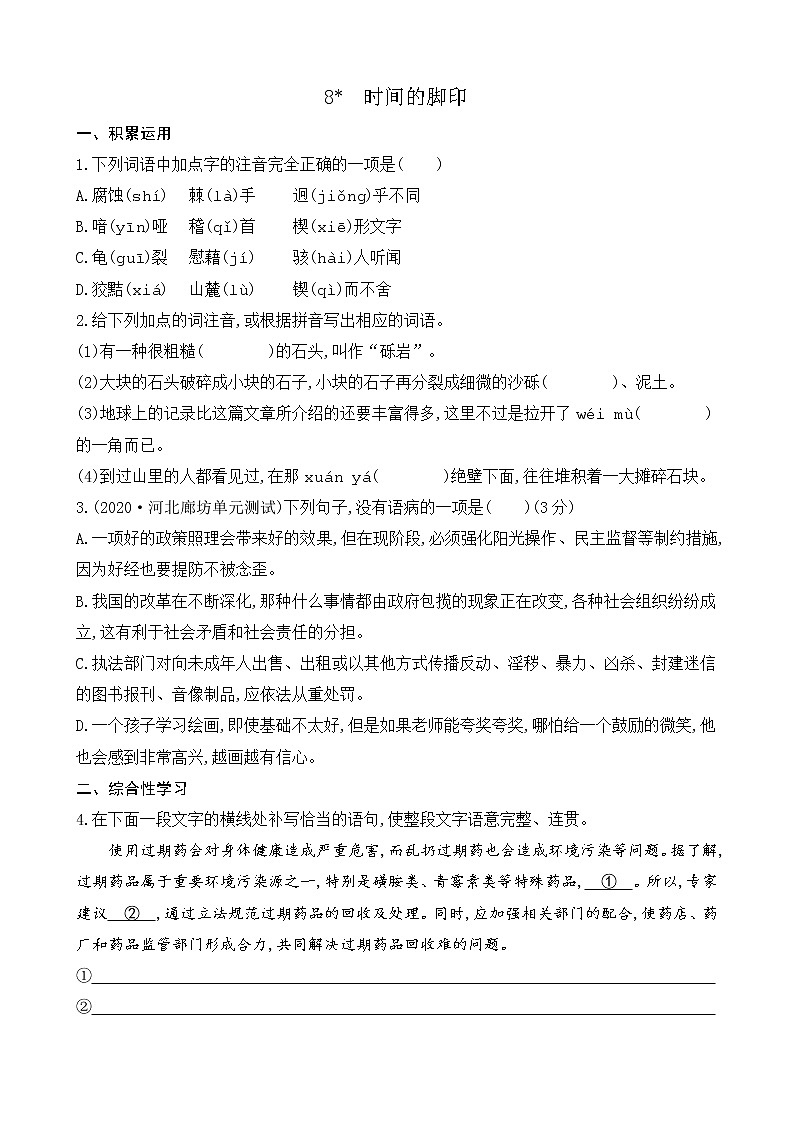 8 时间的脚印（课件+课课练+说课稿）01