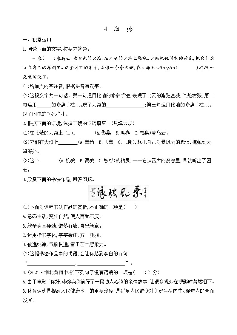 4 海燕（课件+素材+教案+课课练+说课稿）01