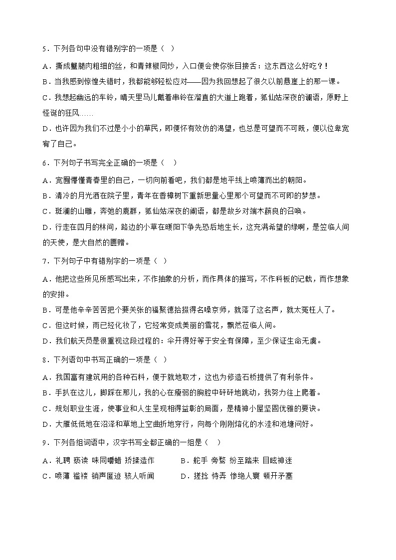 中考语文基础知识-易错字形专项第2页