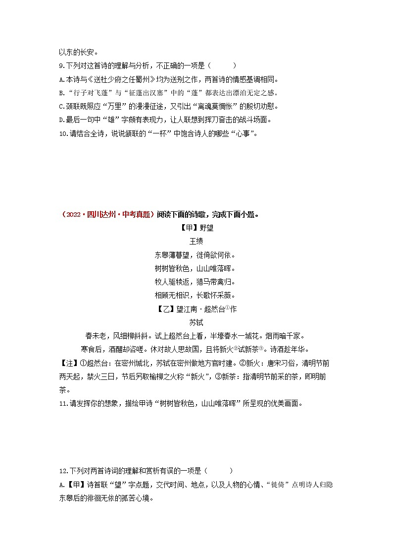 2023年中考语文一轮真题演练十二：古诗词曲阅读03第3页