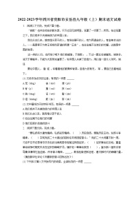 2022-2023学年四川省资阳市安岳县九年级（上）期末语文试卷（含答案解析）
