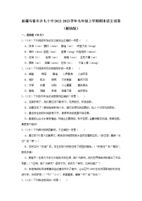 新疆维吾尔自治区乌鲁木齐市第七十中学2022-2023学年七年级上学期期末考试语文试卷 (含答案)