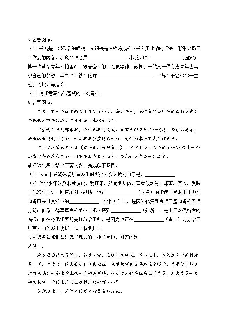 专题七 名著阅读之外国作品（助考训练）——2023届中考语文一轮复习学考全掌握第3页